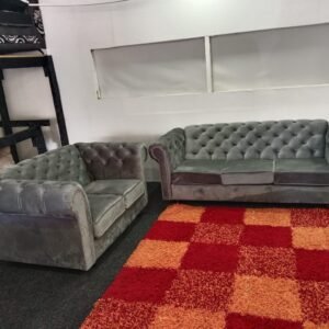 Vintage Chesterfield Grey Sofa Set