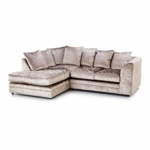 Dylan crush velvet mink left hand corner sofa