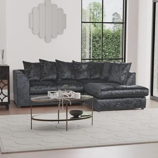Dylan crush velvet grey right corner sofa