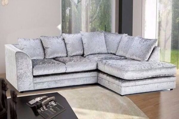 Dylan crush silver crush velvet right hand corner sofa