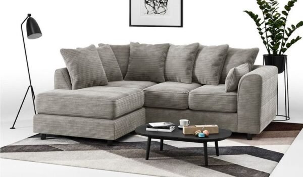 Dylan jumbo cord grey left hand corner sofa