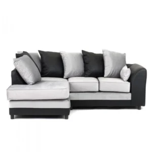Dylan Velvet Corner Sofa - Dual Toned Dark Grey / Left Arm