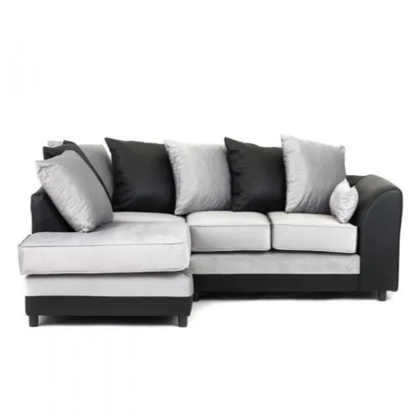Dylan Velvet Corner Sofa - Dual Toned Dark Grey / Left Arm