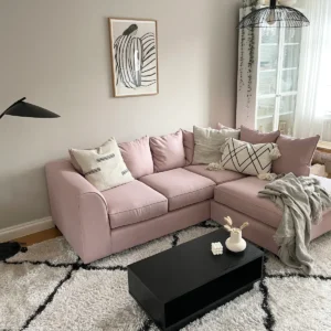 Pink Colour Plush Valvet Sofa