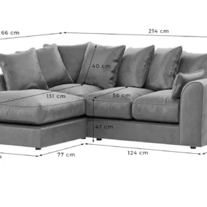 Plush Valvet Grey Lshape Corner Sofa