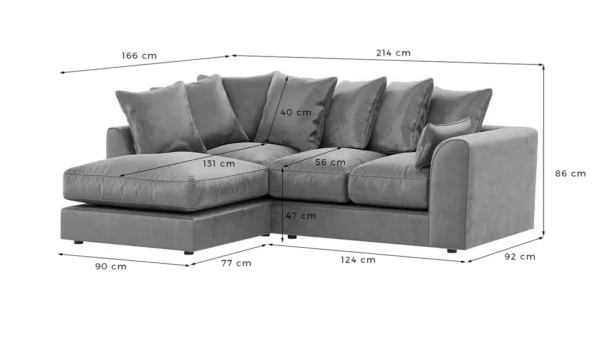 Plush Valvet Grey Lshape Corner Sofa