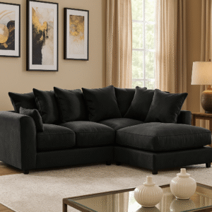 Plush Velvet Corner Grey Sofa