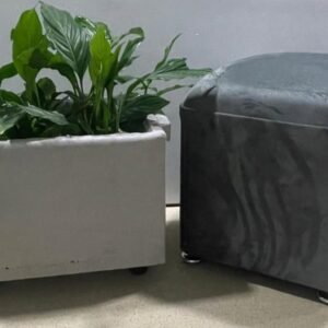 Grey Plush Foot Stool